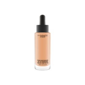 MAC Studio Waterweight SPF 30 Foundation 30ml in a glass bottle with dropper applicator, warm beige shade