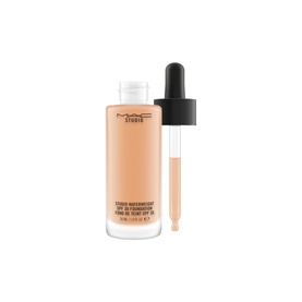 MAC Studio Waterweight SPF 30 Foundation 30ml in a glass bottle with dropper applicator, peach-beige shade