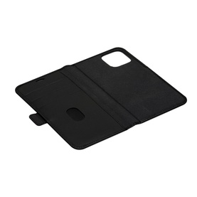 DBramante Lynge iPhone 12/12 Pro 6.1 Inch 2-In-1 Case in black, open wallet folio view showing card slots and interior