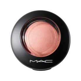 MAC Mineralize Blush in Sweet Enough, open compact showing shimmery peachy-pink pressed powder with domed surface