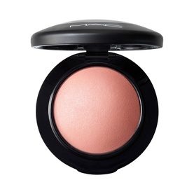 MAC Mineralize Blush in Sweet Enough, open compact showing baked peach-pink powder with subtle shimmer finish