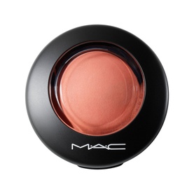 MAC Mineralize Blush in Like Me Love Me, peachy-coral cream-finish powder in a round black compact