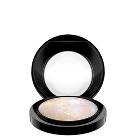 MAC Mineralize Skinfinish face powder in Lightscapade, 10g compact, open showing iridescent pressed powder with mirror lid