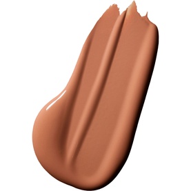 MAC Studio Fix Fluid Foundation SPF 15 swatch in a warm medium-tan shade, showing creamy smooth texture