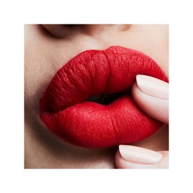 MAC Retro Matte Liquid Lipcolour in Feels So Grand, shown on lips as a bold red matte finish