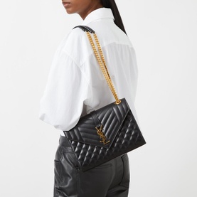 Envelope Quilted Leather Medium Chain Bag