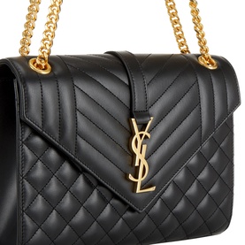 Envelope Quilted Leather Medium Chain Bag