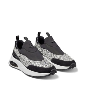 Memphis-F Neoprene Leather Crystal Low Top Trainers