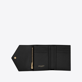 Monogram Compact Tri-Fold Embossed Leather Wallet