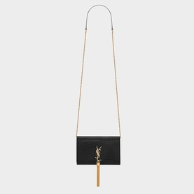 Kate Croc-Embossed Shiny Leather Chain Wallet