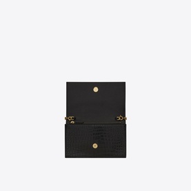 Kate Croc-Embossed Shiny Leather Chain Wallet