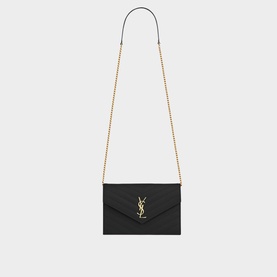 Embossed Leather Envelope Chain Bag