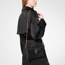 Monogram Embossed Leather Chain Wallet