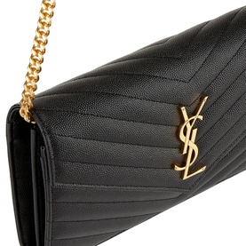 Monogram Embossed Leather Chain Wallet