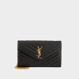 Monogram Embossed Leather Chain Wallet