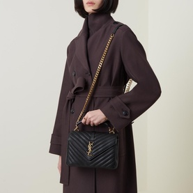 College Quilted Leather Medium Chain Bag