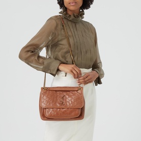 Niki Crinkled Vintage Leather Chain Bag