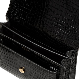 Sunset Croc-Embossed Shiny Leather Medium Chain Bag