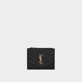 Monogram Embossed Leather Zipped Card Case