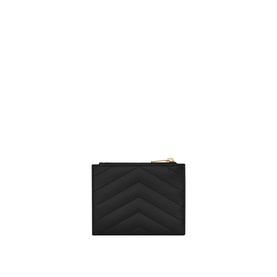 Monogram Embossed Leather Zipped Card Case