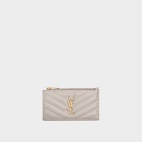 Monogram Fragments Embossed Leather Zip Card Case