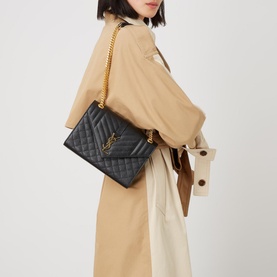 Matelass&eacute; Leather Medium Envelope Bag