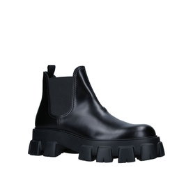 Prada Monolith XL Chelsea Boots in black brushed leather with elastic side panels and chunky black lugged sole