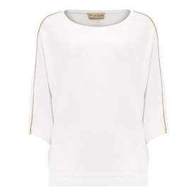Malica Metallic Leaf Trim Knit Top