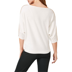 Malica Metallic Leaf Trim Knit Top