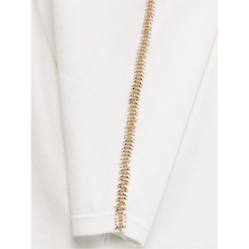 Malica Metallic Leaf Trim Knit Top