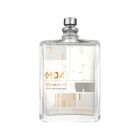 Escentric Molecules Molecule 04 Eau de Toilette 100ml, clear rectangular bottle with silver cap and geometric label detailing