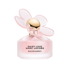 Marc Jacobs Daisy Love Eau So Sweet Eau de Toilette 100ml, pink floral daisy cap with gold centre bead, clear bottle