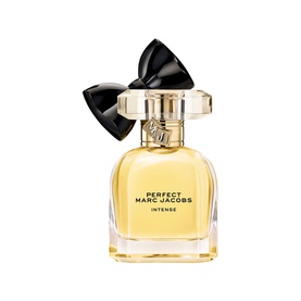 Marc Jacobs Perfect Intense Eau de Parfum 30ml, gold-toned glass bottle with black satin bow topper