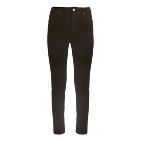 Mint Velvet Maryland Skinny Jeans in black with gold-tone button detail, slim-fit silhouette, five-pocket style