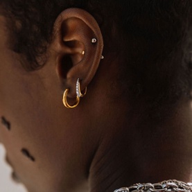 Gold Pave Claw Huggie Earrings