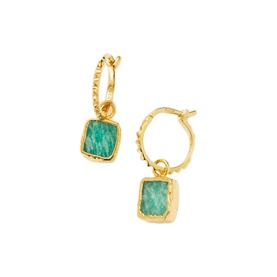 Amazonite Mini Pyramid Charm Hoop Earrings