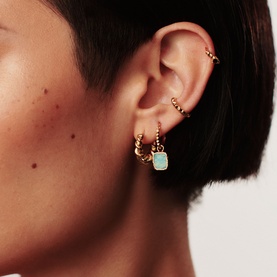 Amazonite Mini Pyramid Charm Hoop Earrings