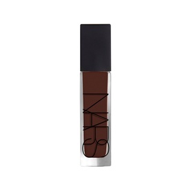 Nars Natural Radiant Longwear Foundation in a deep brown shade, glass bottle with black cap