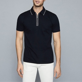 Nathan Mercerised Cotton Zip Neck Polo