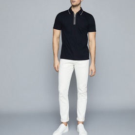 Nathan Mercerised Cotton Zip Neck Polo