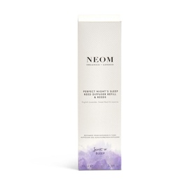 Neom Organics Perfect Night's Sleep Reed Diffuser Refill 100ml, white box with purple botanical print detailing