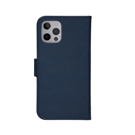 DBramante New York iPhone 12/12 Pro 6.1 Inch 2-In-1 Case in blue, folio wallet style with textured back panel