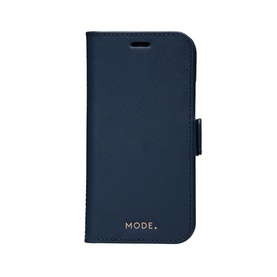 DBramante New York iPhone 12/12 Pro 2-In-1 Case in blue, folio wallet design with gold logo detail and strap closure