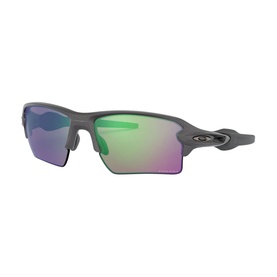 Oakley Rectangle Sunglasses 0OO9188 in grey with green-tinted wraparound lenses, slim frame, and logo temple detail