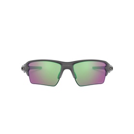 Oakley Rectangle Sunglasses 0OO9188 in grey with wraparound sport frame and purple-green mirror lenses, front view
