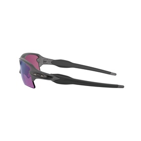 Oakley Rectangle Sunglasses 0OO9188 in grey with purple-tinted wraparound lenses, shown from rear angle highlighting temple arms