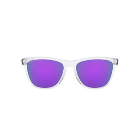 Oakley OO9013 Frogskins&trade; Square Sunglasses in clear frame with purple mirrored lenses, front-facing view