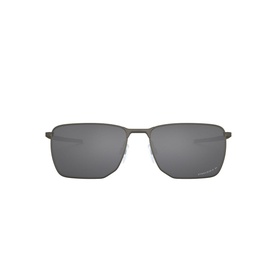 Oakley Rectangle Sunglasses 0OO4142 in gunmetal frame with dark grey lenses, slim metal temples, front-facing view