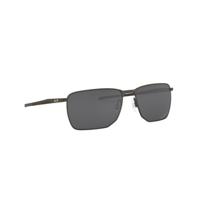 Oakley Rectangle Sunglasses 0OO4142 in dark grey, rimless rectangular frame with slim metal temples and Oakley logo detail