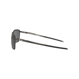 Oakley Rectangle Sunglasses 0OO4142 in multi, side profile view showing slim metal temples and rectangular grey lenses